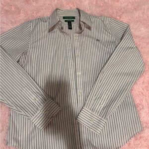 Ralph Lauren Women's Striped Blouse - White and Black